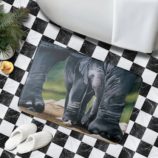 Tapis De Bain Bébé Eléphant Gris mou