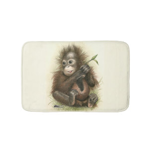 Tapis De Bain Bébé orang-outan avec des feuilles