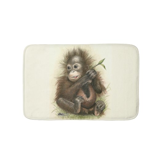 Tapis De Bain Bébé orang-outan avec des feuilles (Devant)