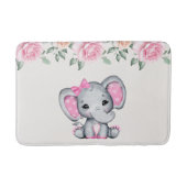 Tapis De Bain Bébé rose mignon éléphant et frontière Rose (Devant)