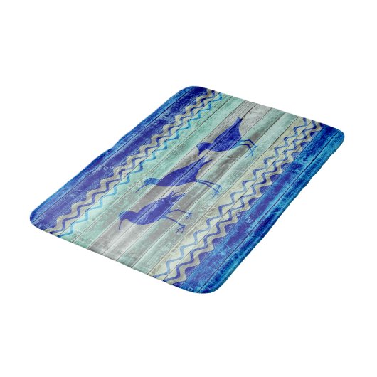 Tapis De Bain Bécasseaux à carapace bleu marine (Angle)