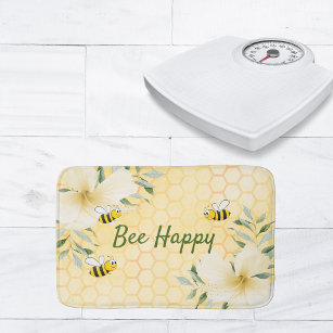 Tapis De Bain Bee Happy bumble abeilles jaune miel doux