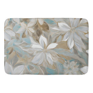 Tapis De Bain Beige Brown Bleu Floral Turquoise