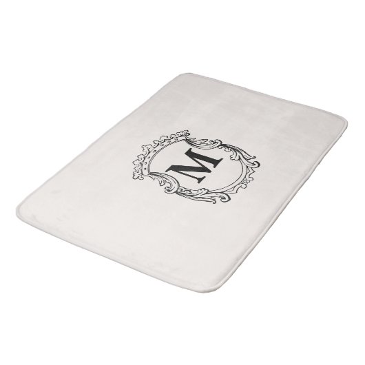 Tapis De Bain Beige Custom Monogram Crest (Angle)