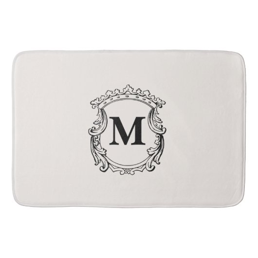 Tapis De Bain Beige Custom Monogram Crest (Devant)