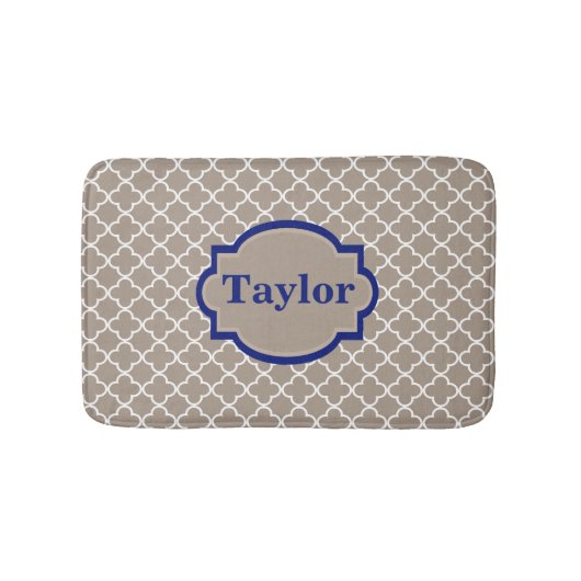 Tapis de bain beige de monogramme de Quatrefoil de (Devant)