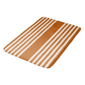 Tapis De Bain Beige et orange brûlé cinq rayures motif (Angle)