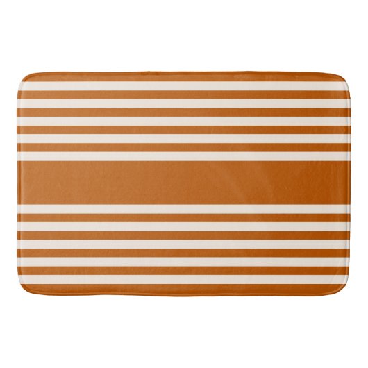 Tapis De Bain Beige et orange brûlé cinq rayures motif (Devant)