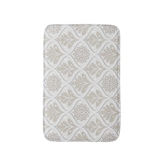 Tapis De Bain Beige & White Sparkling Quatrefoil Pattern (Devant (Vertical))