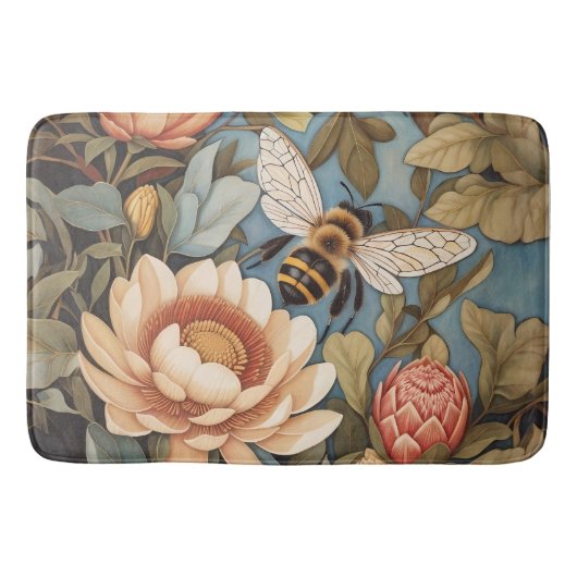 Tapis De Bain Belle Abeille De Jardin Avec Fleurs Protea (Devant)