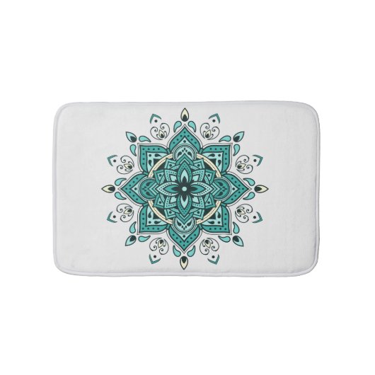Tapis De Bain Belle décoration de mandala turquoise (Devant)