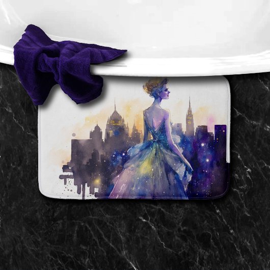 Tapis De Bain Belle Femme | Abstrait Fairytale City Princess