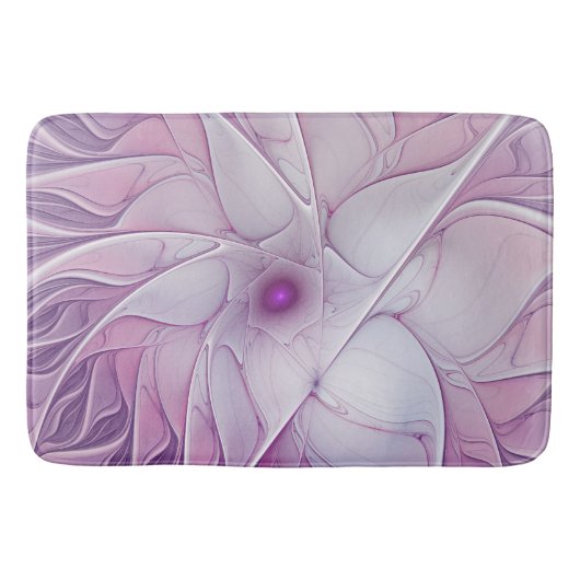 Tapis De Bain Belle Fleur rose moderne Fractal Art Abstrait (Devant)