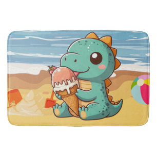 Tapis De Bain Belle glace manger dino à la plage