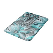 Tapis De Bain Belle impression Florale Turquoise Bleue (Angle)