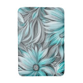 Tapis De Bain Belle impression Florale Turquoise Bleue (Devant (Vertical))