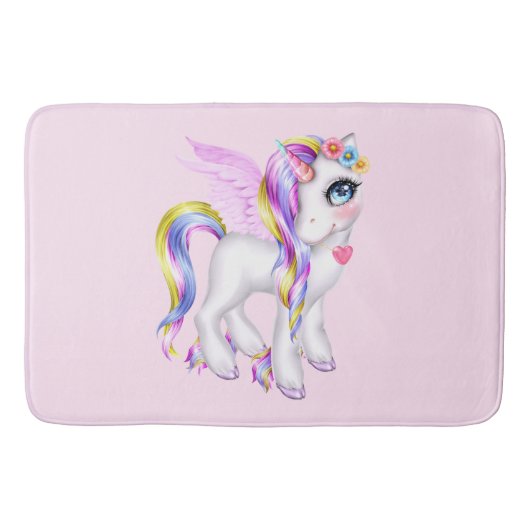Tapis De Bain Belle licorne avec Rainbow Mane & Tail (Devant)