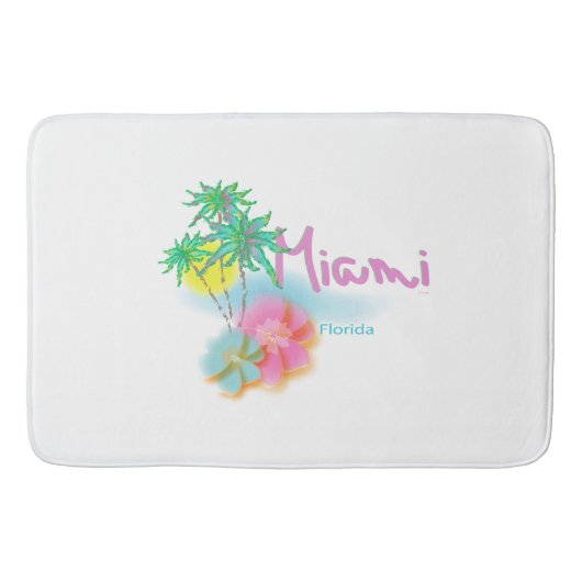 Tapis De Bain Belle Miami, Floride Palms Contemporain (Devant)