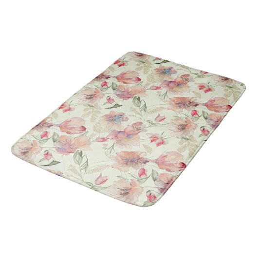 Tapis De Bain Belle Pêche Florale (Angle)