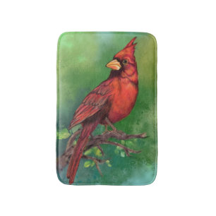 Tapis De Bain Belle peinture d'oiseaux du Cardinal rouge du Nord