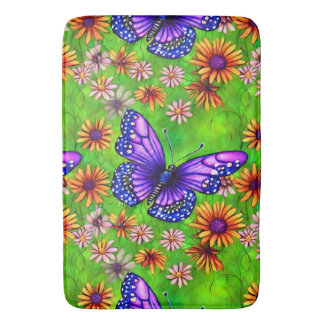 Tapis De Bain Belle prairie à papillon pourpre