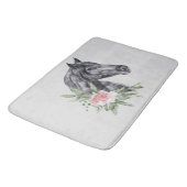Tapis De Bain Belle tête de cheval noir Portrait d'aquarelle (Angle)