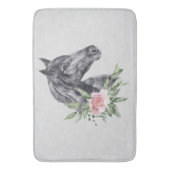 Tapis De Bain Belle tête de cheval noir Portrait d'aquarelle (devant Vertical)