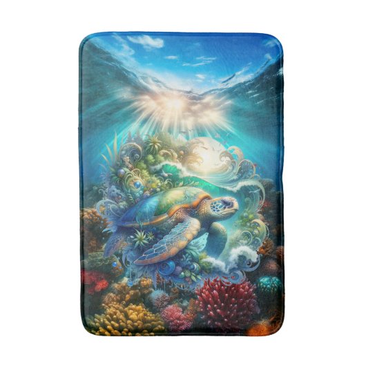 Tapis De Bain Belle tortue de mer (Devant (Vertical))
