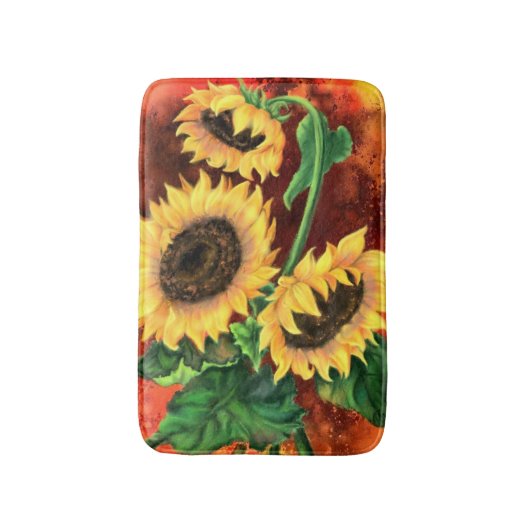 Tapis De Bain Belle Trois Tournesols - Peinture Art Migné (Devant (Vertical))
