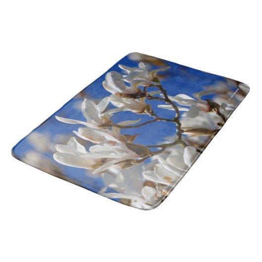 Tapis De Bain Belles fleurs blanches de Magnolia Sargentiana (Angle)