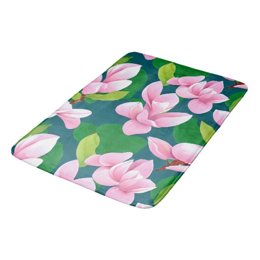 Tapis De Bain Belles fleurs de Magnolia rose (Angle)