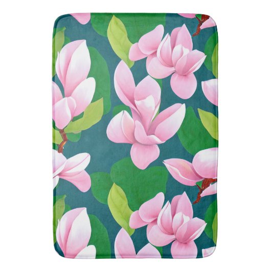 Tapis De Bain Belles fleurs de Magnolia rose (devant Vertical)