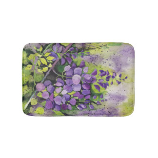 Tapis De Bain Belles Fleurs De Wisteria En Aquarelle