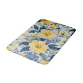 Tapis De Bain Belles Fleurs Jaunes et Bleues (Angle)