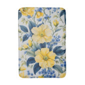 Tapis De Bain Belles Fleurs Jaunes et Bleues (Devant (Vertical))
