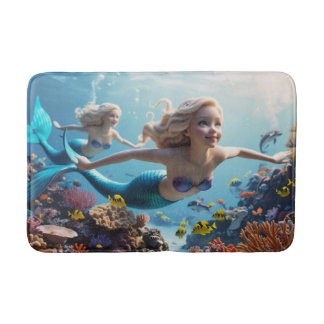 Tapis De Bain Belles Jumelles Sirènes - Aventure Sous-Marine