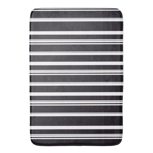 Tapis De Bain Belles rayures blanches noires (devant Vertical)