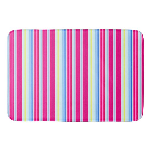 Tapis De Bain Belles rayures rose bleue (Devant)