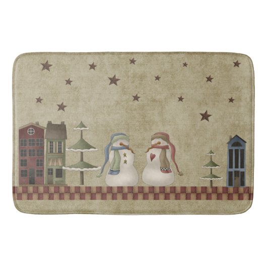 Tapis De Bain Bénédiction d'hiver Folkart Snowmen Couple (Devant)