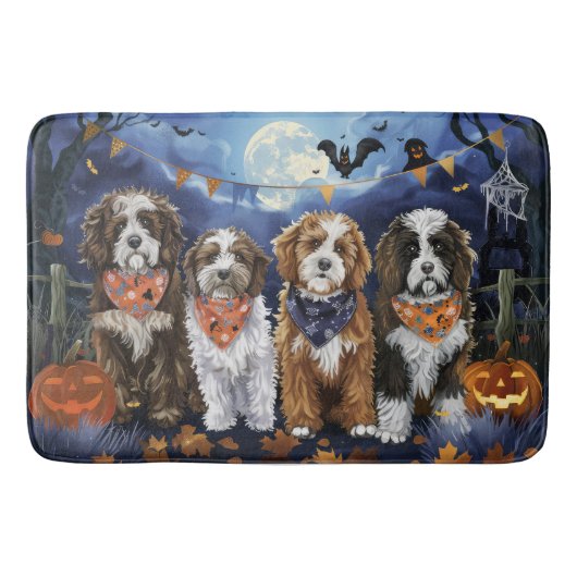 Tapis De Bain Bernedoodle Halloween Éffrayant (Devant)