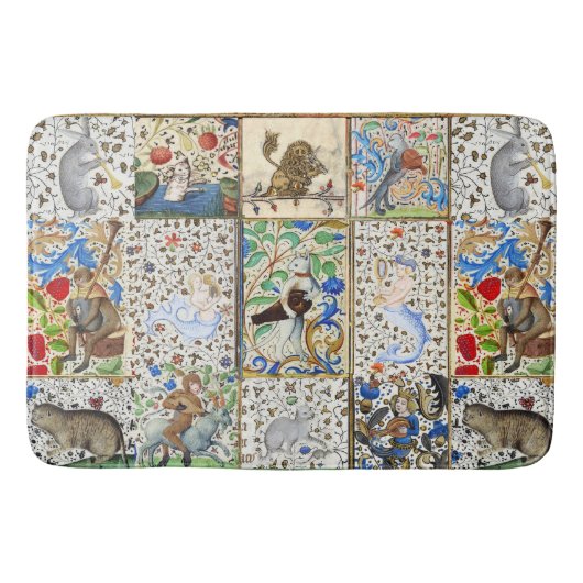 TAPIS DE BAIN BESTIAIRE MÉDIÉVAL JOUER DES INSTRUMENTS MUSICAUX (Devant)