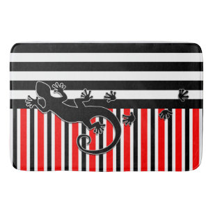 Tapis De Bain BG Stripes Motif noir rouge & RUNNING GECKO