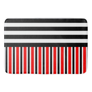 Tapis De Bain BG Stripes Motif noir rouge + votre dos. & idées