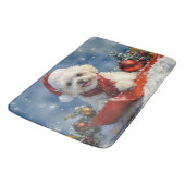 Tapis De Bain Bichon Frise Chien dans la boue Laisser passer la  (Angle)