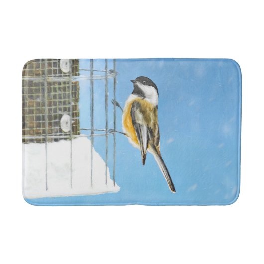 Tapis De Bain Bickadee sur la peinture d'alimentation - Oiseaux (Devant)