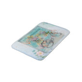 Tapis De Bain Bicycle with flower baskets on blue burlap (Angle)