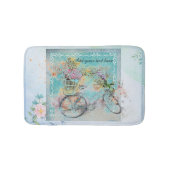 Tapis De Bain Bicycle with flower baskets on blue burlap (Devant)