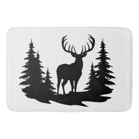 Tapis De Bain Big Buck Parmi Pine Trees Vector (Devant)