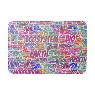 Tapis De Bain Bio Nuage de Mots Texte Modèle Biodiversité