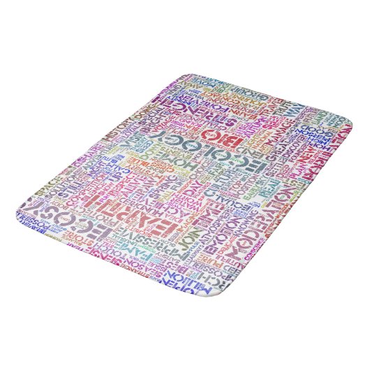 Tapis De Bain Bio Nuage de Mots Texte Motif Biodiversité (Angle)